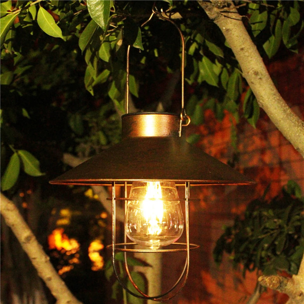 LED Solar Light Retro Solar LED Oil Lamp Portable Solar Candle Light Flickering Flameless Outdoor Hanging Lantern Garden Decor