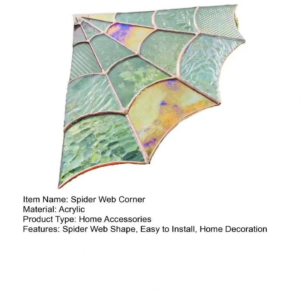 Spider Web Window Corner Decoration Home Office Living Room Indoor Stained Glass Acrylic Web Window Hanging Ornament