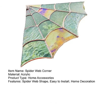 Spider Web Window Corner Decoration Home Office Living Room Indoor Stained Glass Acrylic Web Window Hanging Ornament