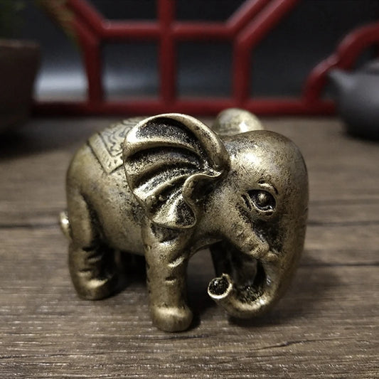 Bronze Color Elephant Statues Figurines Ornaments Lucky Resin Animal Elephant Statue Sculpture Home Office Desktop Decoration