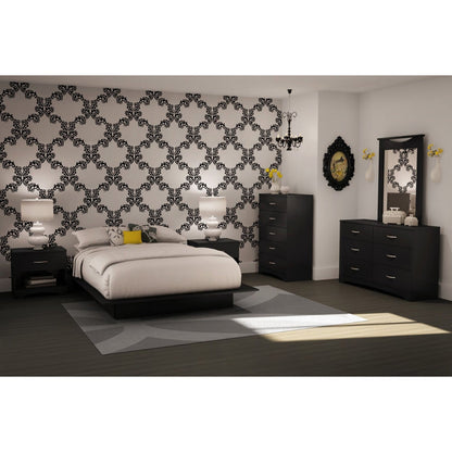 Modern 5-Drawer Bedroom Chest in Black Wood Finish