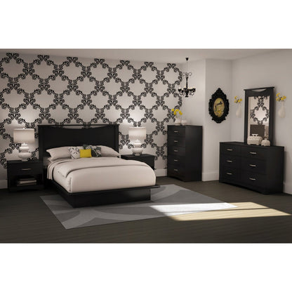 Modern 5-Drawer Bedroom Chest in Black Wood Finish