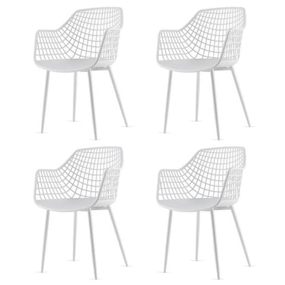 Set of 4 Modern Mid-Century White Mesh Dining Chair with Ergonomic Backrest