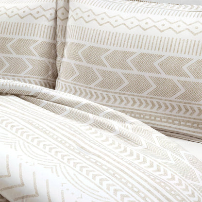 King size Scandinavian Chevron Beige Taupe 5 Piece Lightweight Comforter Set