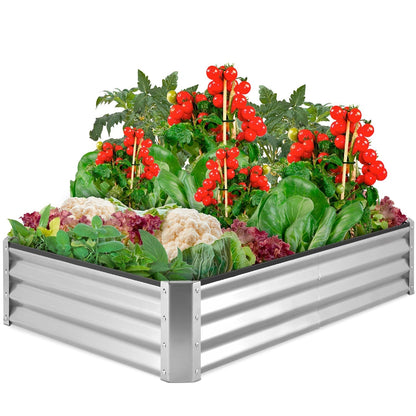 Silver 6 ft x 3 ft Steel Rust Resistant Open Bottom Raised Garden Planter Bed