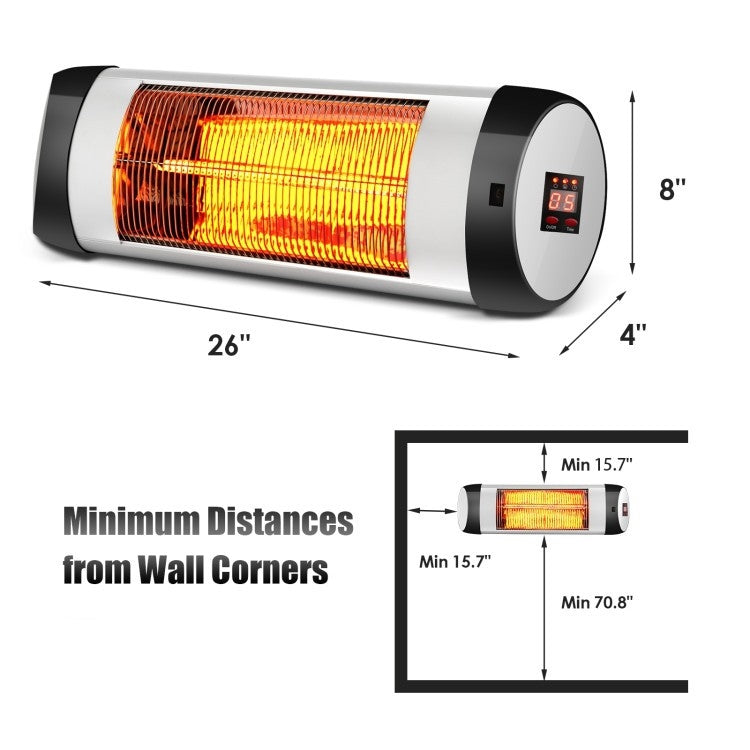 1,500 Watt 3 Mode Wall-Mounted Electric Infrared Heater with Remote Control