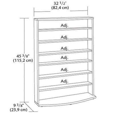 Contemporary 6-Shelf Bookcase Multimedia Storage Rack Tower in Brown Finish