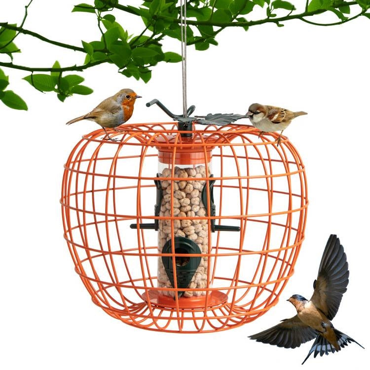 Outdoor Squirrel Resistant Orange Metal Mesh Small Bird Feeder