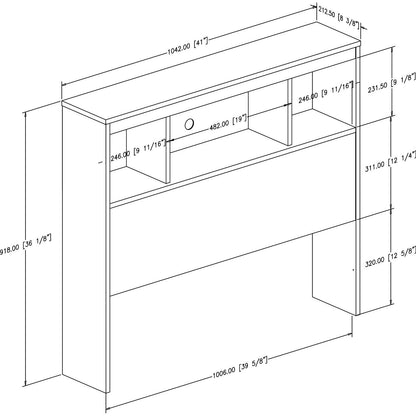 Twin-size Bookcase Headboard in Black Finish - Modern Design