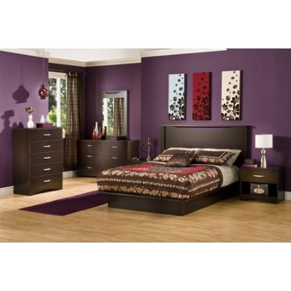 Modern 6-Drawer Bedroom Dresser in Chocolate Wood Finish