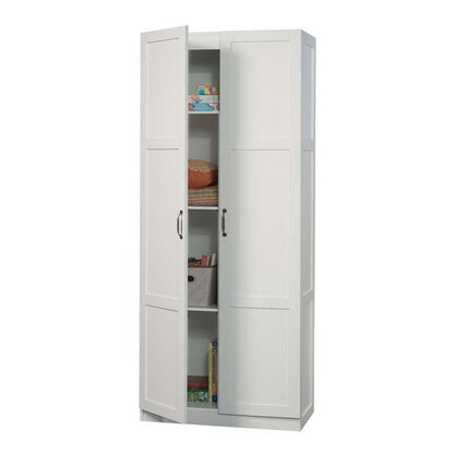 White Wardrobe Storage Cabinet with 4 Shelves and Panel Doors