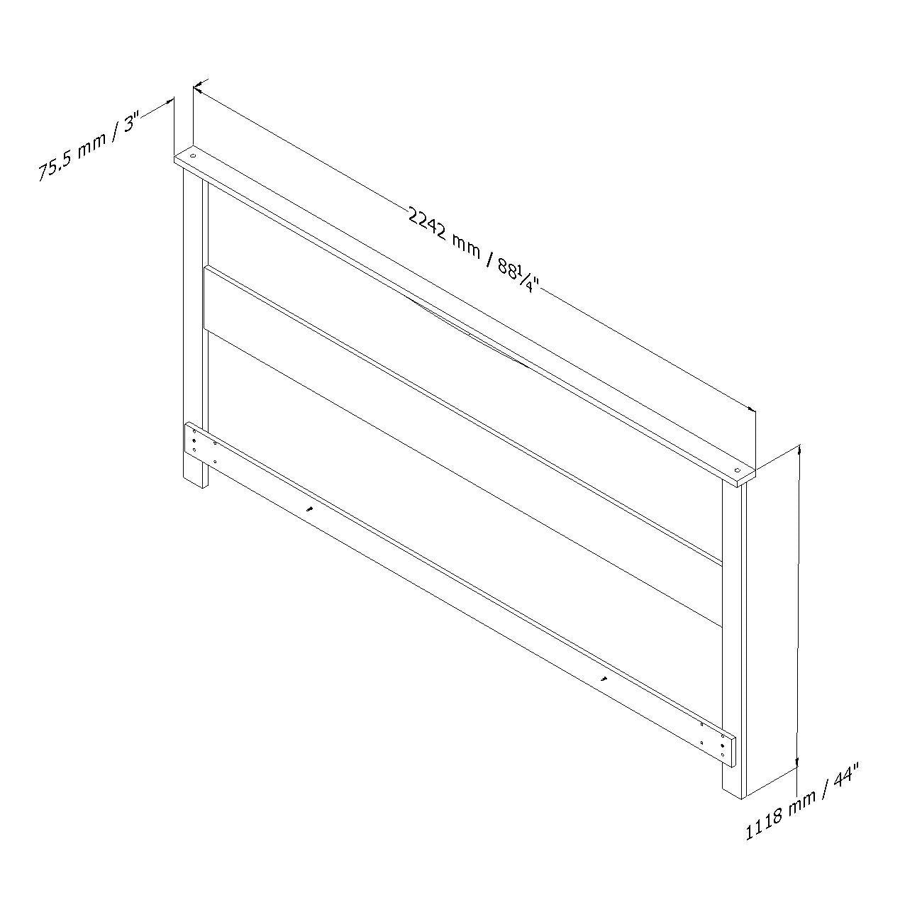 King size Contemporary Headboard in White Wood Finish