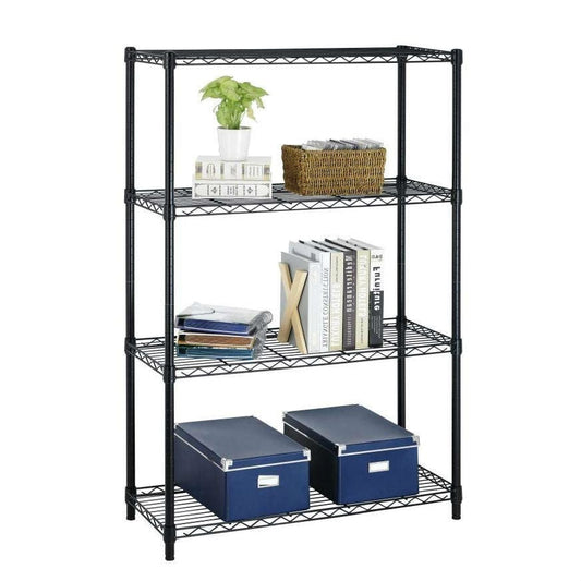 Heavy Duty 4-Shelf Metal Shelving Unit in Black Steel Finish