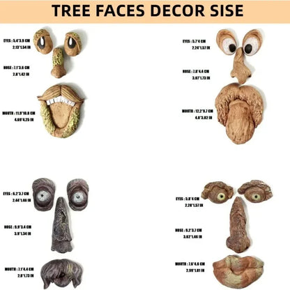 Outdoor Tree Face Statues Old Man Tree Hugger Bark Ghost Face Decoration Funny Yard Art Tree Decor Outdoor Garden Creative Props