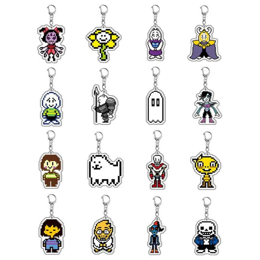 Game Undertale Pixel Keychain Cosplay Sans Flowey Papyrus Asriel Pendant Car Key Chain Bag Accessories Children Birthday Gifts