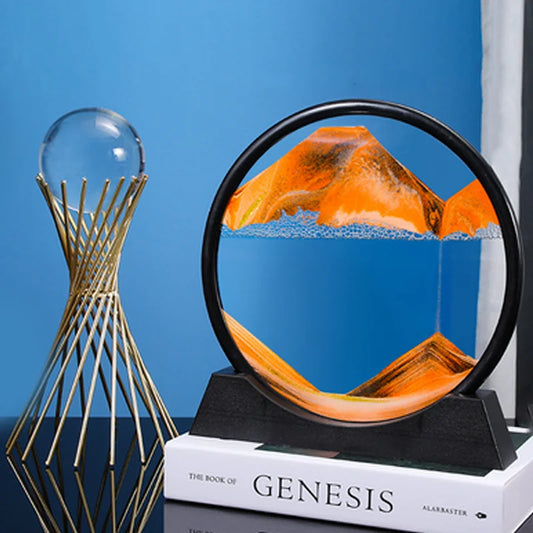 7-inch Quicksand Sand View Deep Sea Art Picture Hourglass 3D Dynamic Display Motion Sand Painting Home Office Decoration Gifts