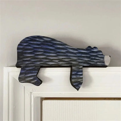 New Fun Animal Wooden Brown Bear Door Topper Decoration Door Frame Sculpture in Your Corner Creative Statue Home Art Wall Decor