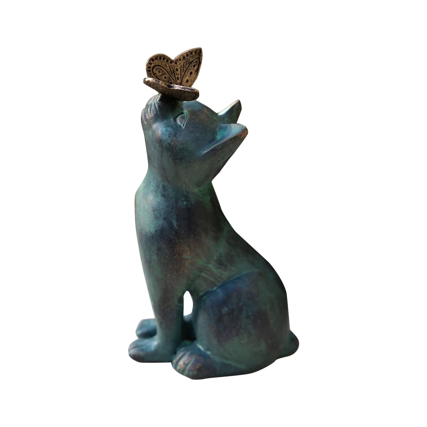 Cat Resin Figurine Bronze Lawn Porch Yard Home Garden Outdoor Sculpture Statue Decoration Home Office Ornament