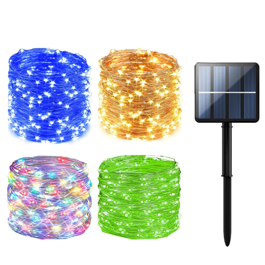 Solar String Fairy Lights 7m 12m 22m 32m LED Waterproof Outdoor Garland Solar Power Lamp Christmas For Garden Decoration