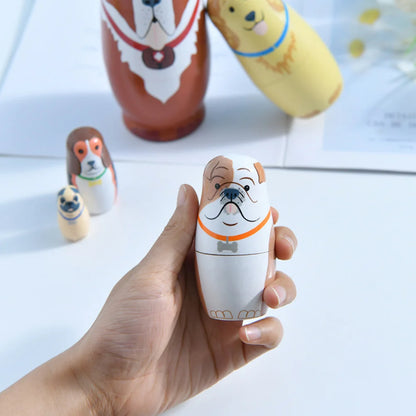 5 Pcs Matryoshka Wooden Toy Stack Nesting for Kids Birthday Gift Dolls Toys