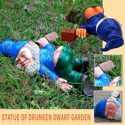 Drunken Dwarf Resin Sculpture Garden Home Decoration Accessorie Garden Statue Ornament Micro Landscape Outdoor Figurine Ornament