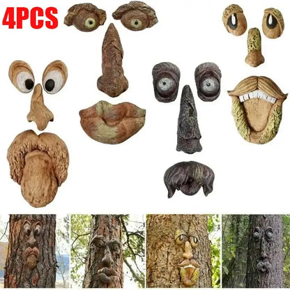 Outdoor Tree Face Statues Old Man Tree Hugger Bark Ghost Face Decoration Funny Yard Art Tree Decor Outdoor Garden Creative Props