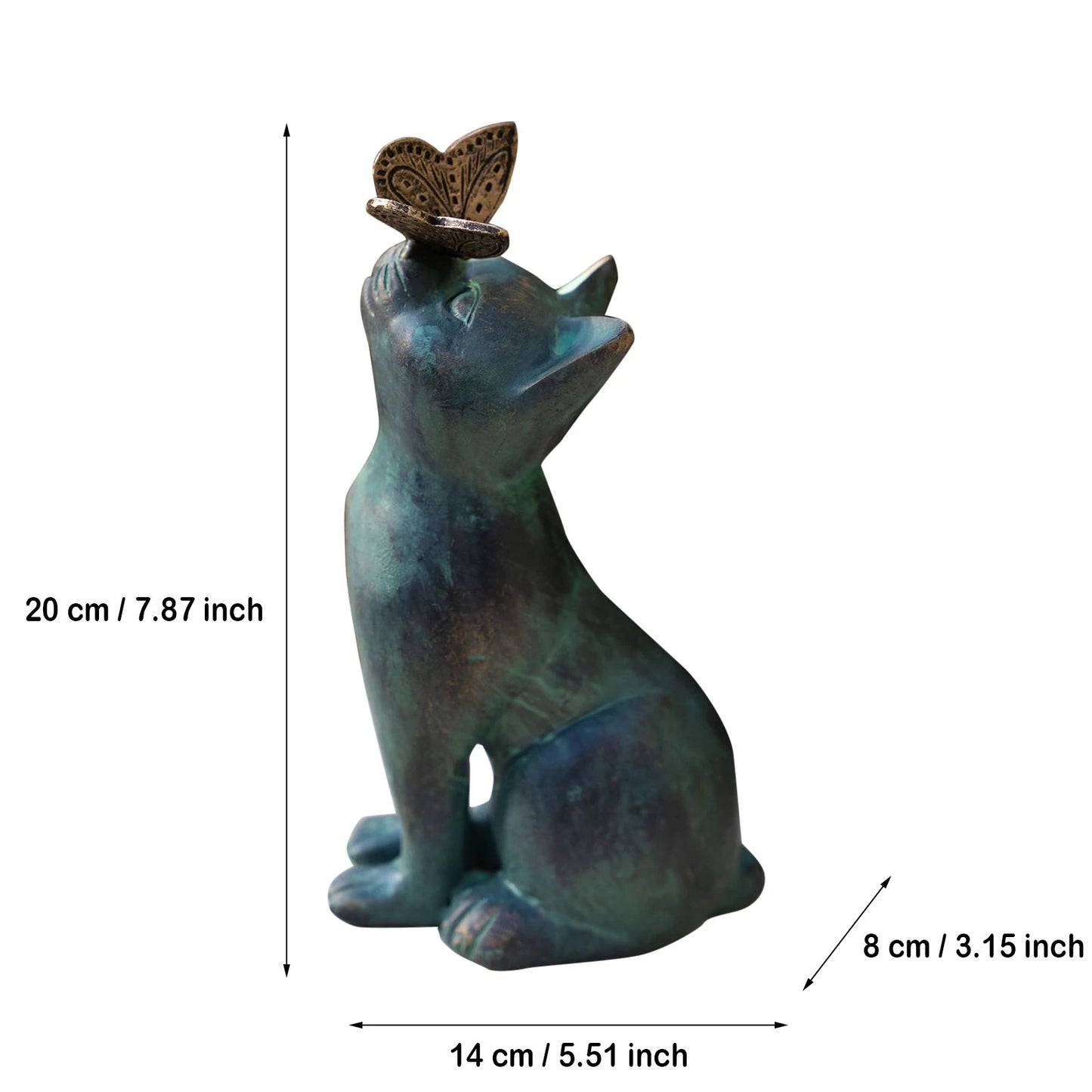 Cat Resin Figurine Bronze Lawn Porch Yard Home Garden Outdoor Sculpture Statue Decoration Home Office Ornament