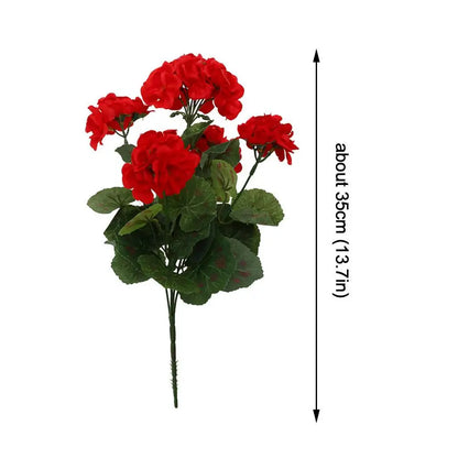 Artificial Geranium Red Pink Flowers Plant Artificial Flower Silk Fake Hydrangea Begonia Flower Home Office Wedding Decoration