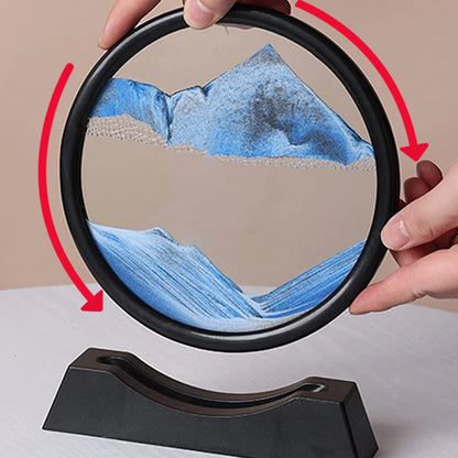 7 Inch 3D Flowing Sand Painting Art Hourglass Mountain View Sports Display Mobile Sand Table Office Living Room Home Decorations