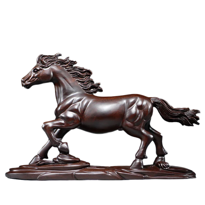 Solid wood carving of the twelve zodiac zodiac horse ornaments for home use living room office desktop decoration handicrafts