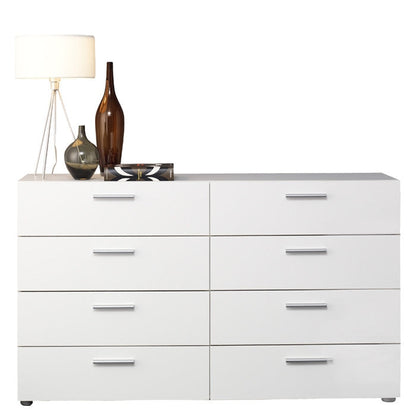 White Modern Bedroom 8-Drawer Double Dresser