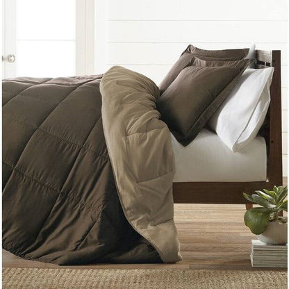 King/Cal King 3-Piece Microfiber Reversible Comforter Set in Taupe Brown