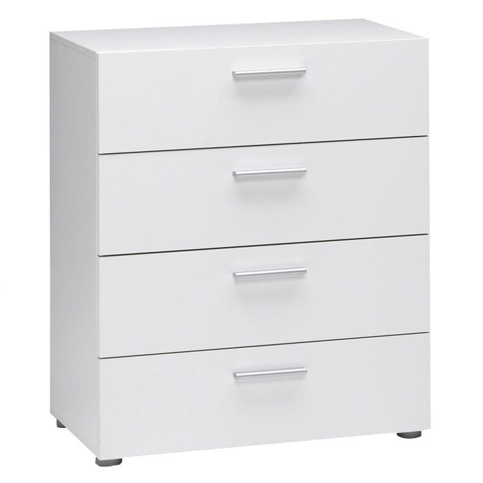 Contemporary Style White 4-Drawer Bedroom Bureau Storage Chest