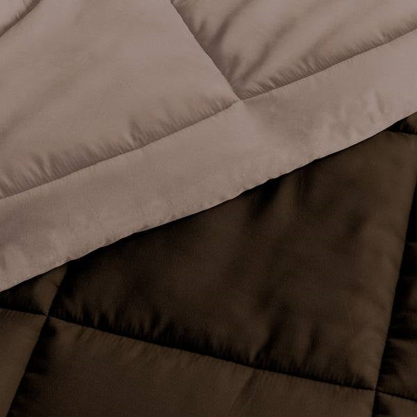 Full/Queen 3-Piece Microfiber Reversible Comforter Set in Taupe Brown