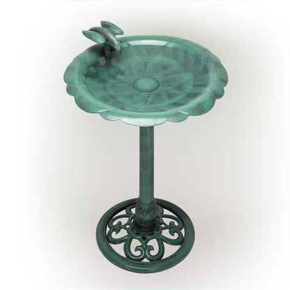 Outdoor Polypropylene Weather Resistant Bird Bath in Dark Green Finish