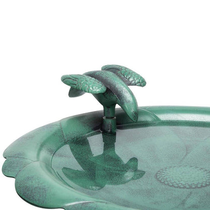 Outdoor Polypropylene Weather Resistant Bird Bath in Dark Green Finish