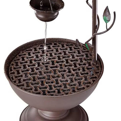 Outdoor Indoor 6-Tier Hanging Cups Water Fountain in Bronze Finish