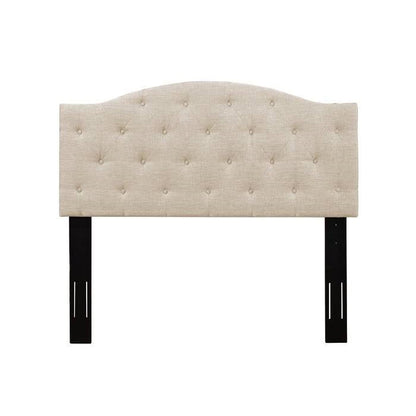 Twin Size Beige Fabric Upholstered Button-Tufted Adjustable Height Headboard