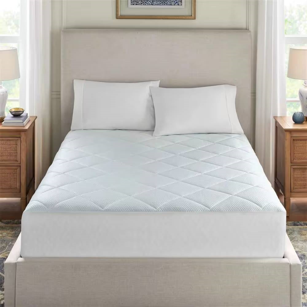 Twin size Washable Quilted Mattress Pad with Elastic Fitted Skirt