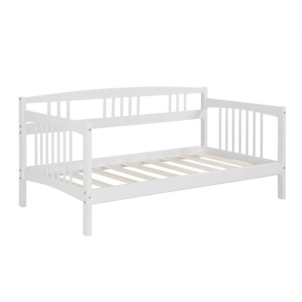 Twin size Traditional Pine Wood Day Bed Frame in White Finish