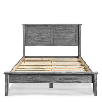 Twin Size Coastal Dorm Farmhouse Solid Pine Wood Platform Bed in Rustic Grey