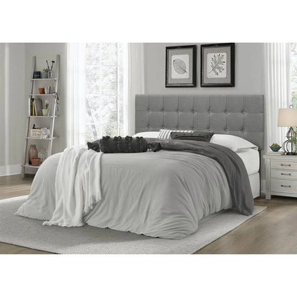 Twin size Contemporary Button-Tufted Headboard in Grey Upholstered Fabric