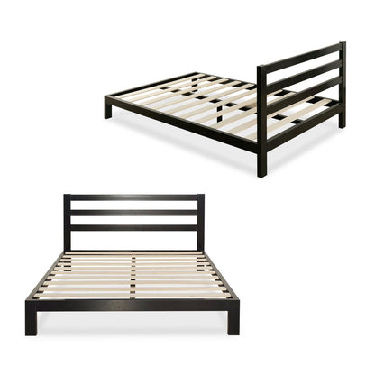 Twin size Modern Metal Platform Bed Frame with Headboard And Wood Support Slats