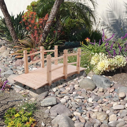 Outdoor Solid Wood 5-Ft Garden Bridge in Natural Wood Finish