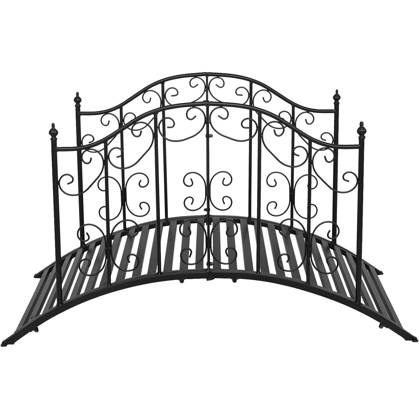 Sturdy Outdoor Rust-Proof 4-Foot Black Metal Arch Garden Bridge