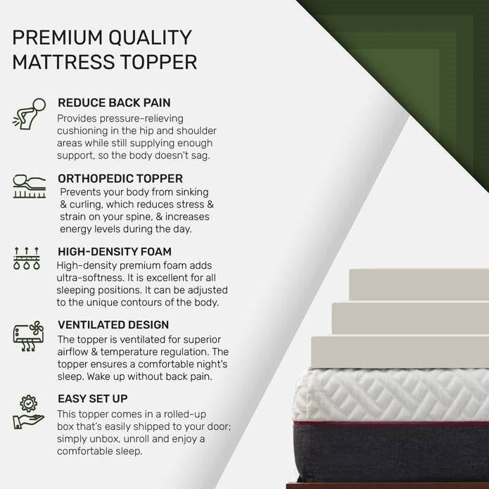 Full Size 2-inch Thick Plush High Density Foam Mattress Topper Pad - Medium Firm