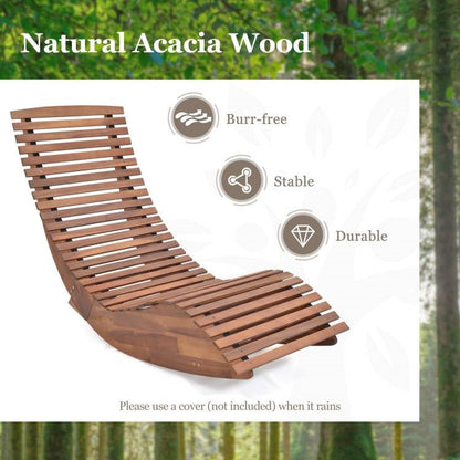 Outdoor Ergonomic Patio Wooden Rocking Chair Lounger - 360 lbs Max Weight