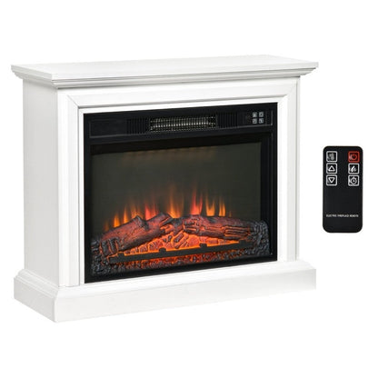 31 inch White Electric Fireplace Heater Dimmable Flame Effect and Mantel w/ Remote Control