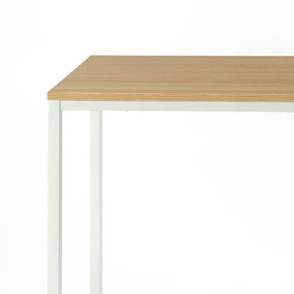 Modern Home Office Desk with White Metal Frame and Wood Table Top