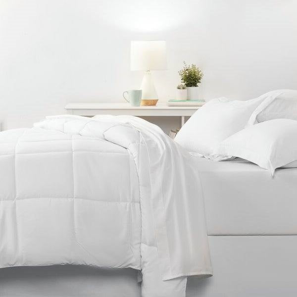 Full Size Microfiber 6-Piece Reversible Bed In A Bag Comforter Set in White